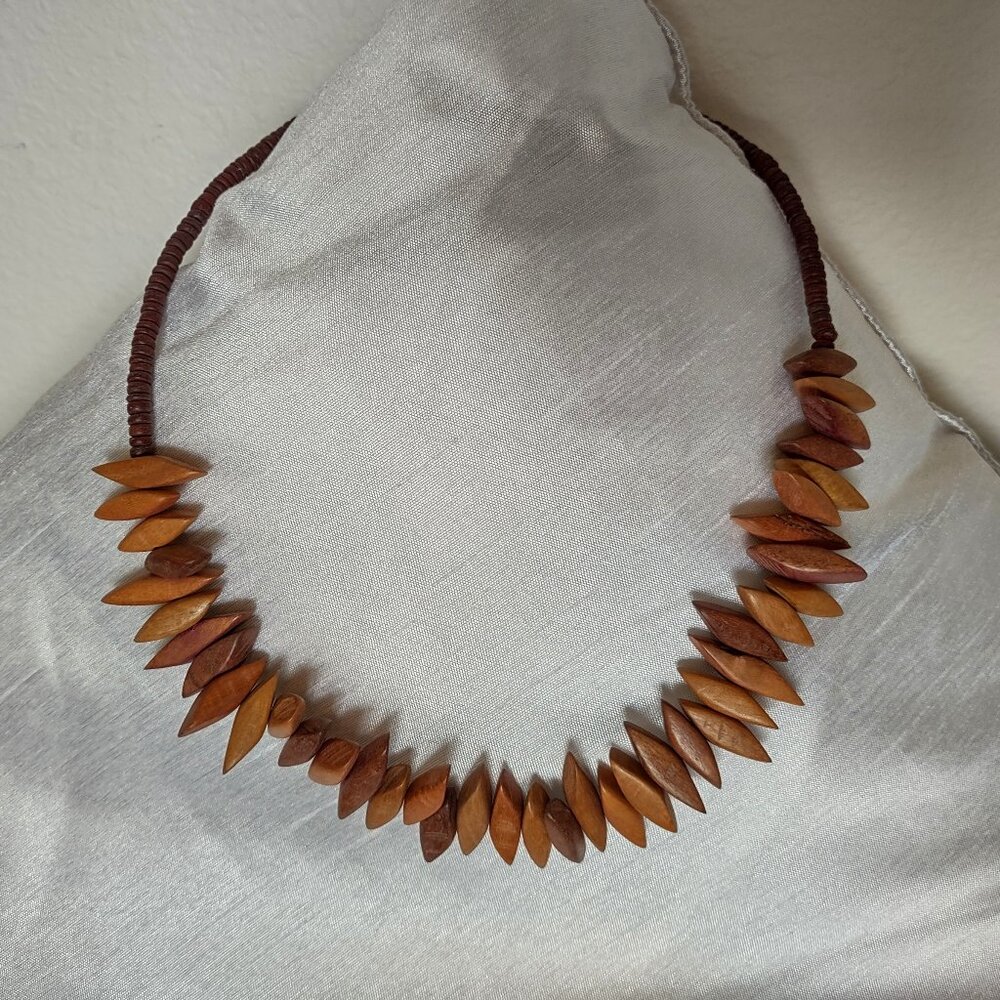 Vintage authentic exotic wood necklace